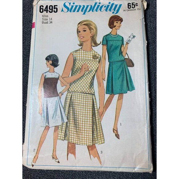 Simplicity Misses Two piece Dress Sewing Pattern sz 14 6495 - uncut - Picture 11 of 11
